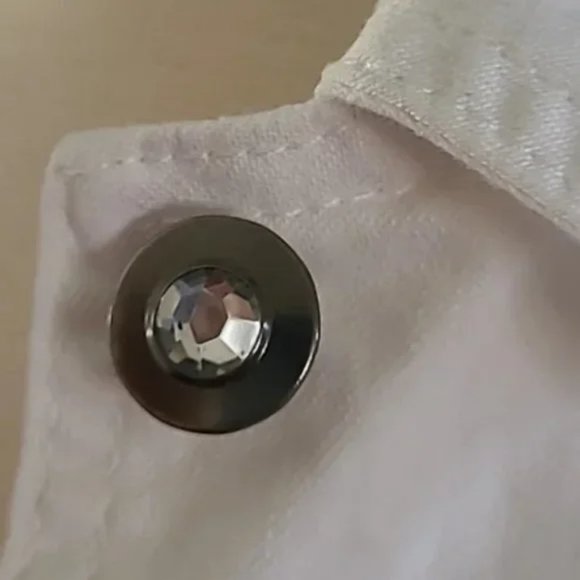 D&Co - Stretch Twill Jean Jacket with Bling Buttons - White - XL - EUC - Picture 8 of 13